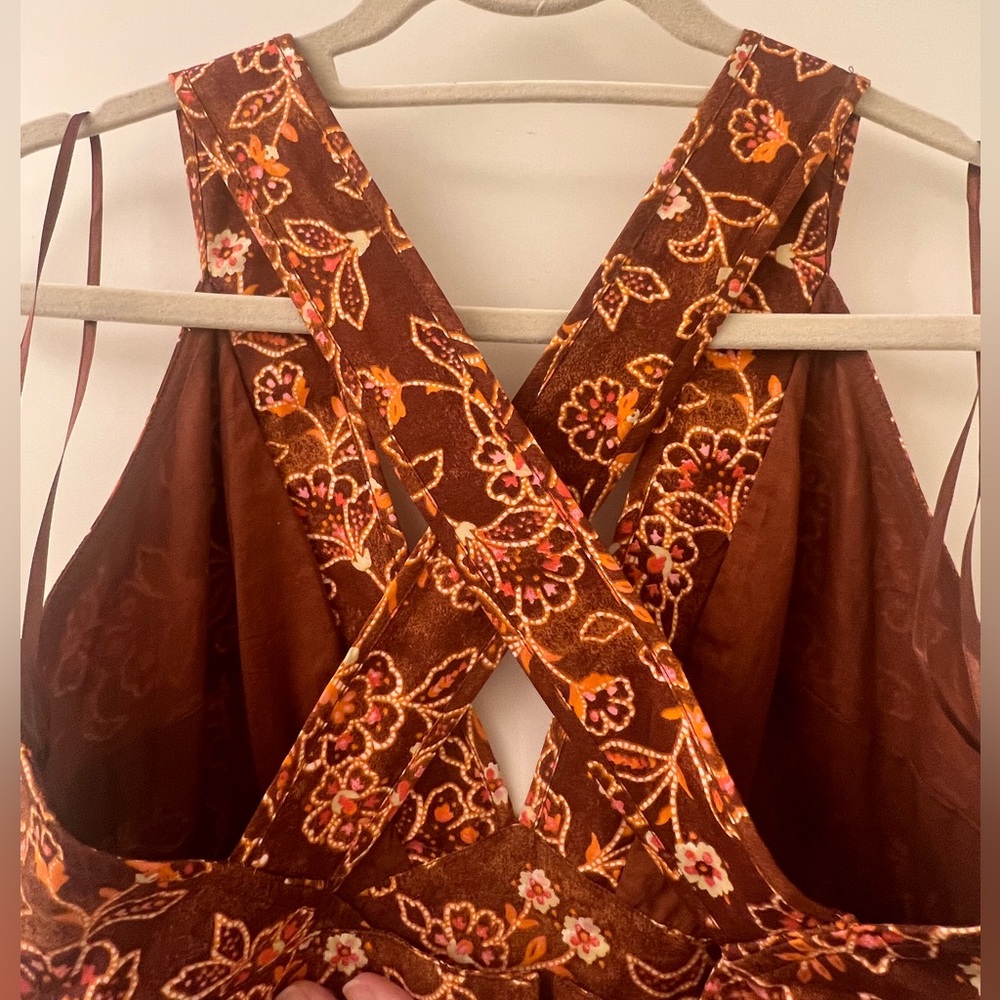 J.Crew Collection Cross-back Ruffle-hem Dress in Vintage Vines - Picture 9 of 9